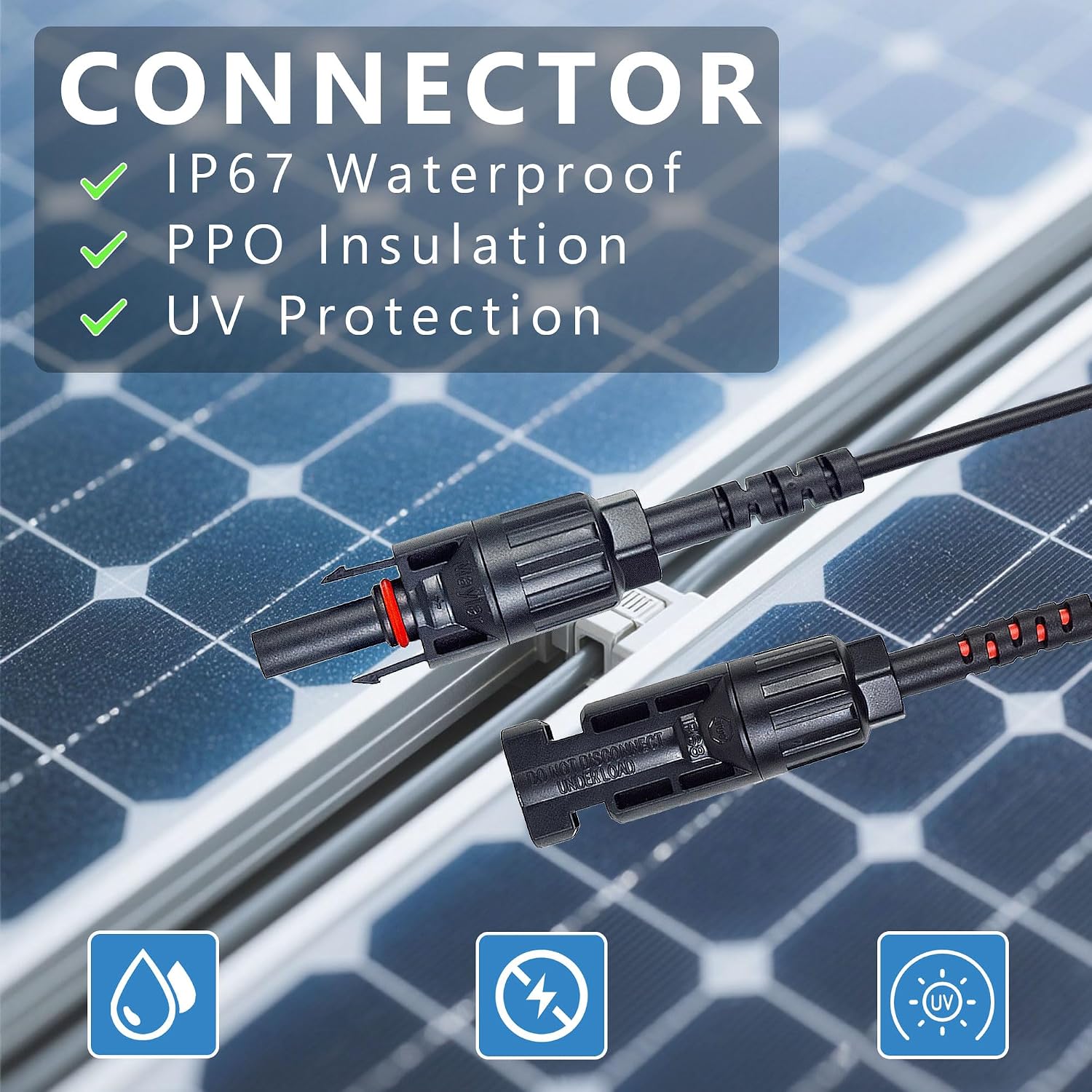 ZIBOO PVLEAD1 Solar to 4mm Test Lead Set, Solar Test Cables Wires 1000V/20A for Photovoltaic Solar Panel System, Compatible with Fluke 87VMAX-PVLEAD1,SMFT-1000