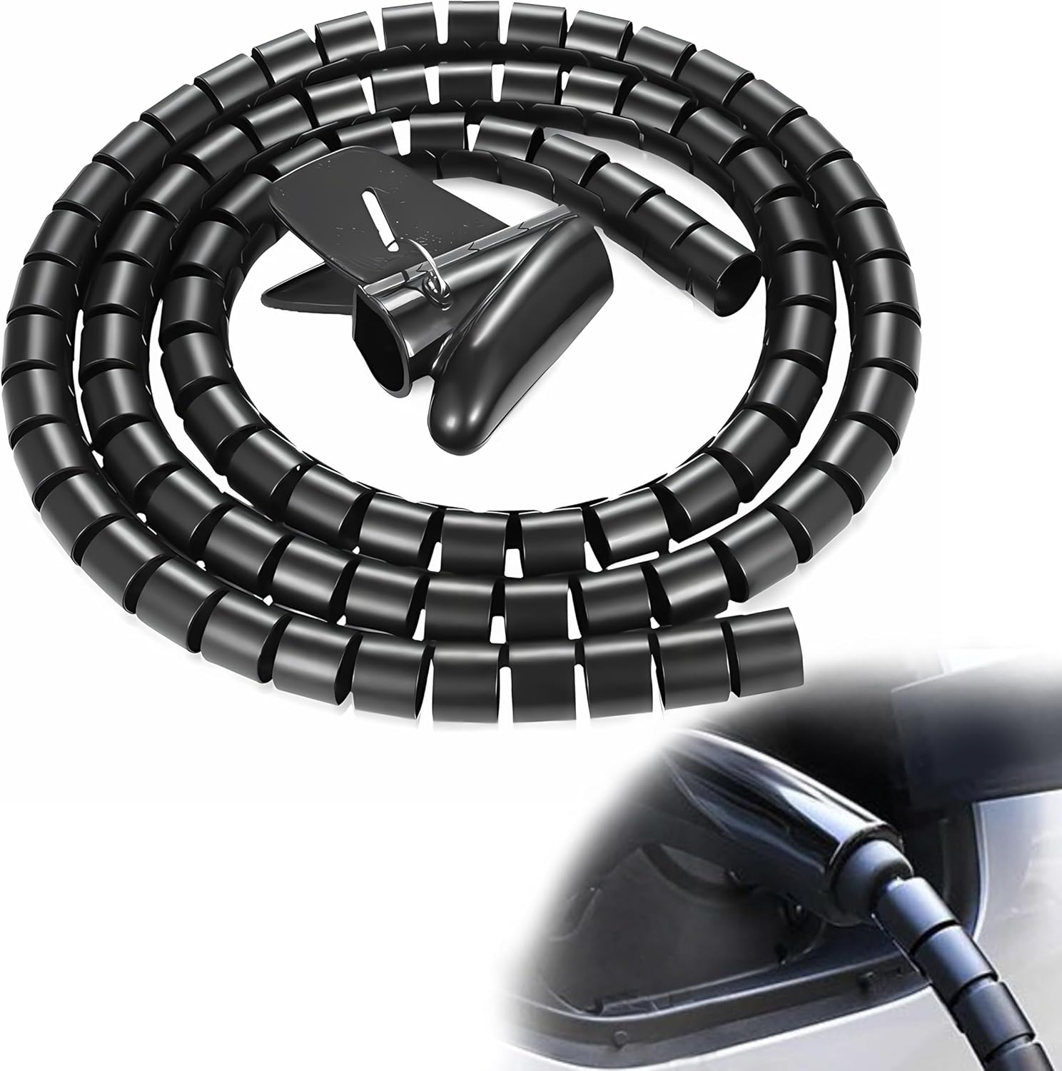 EV Charger Cable Protector, 23FT Electric Car Charger Cable Sleeve,Wear/UV-Proof,EV Charger Cord Protector Flexible/Pet Resistant/Prevents Tread & Door Squeeze