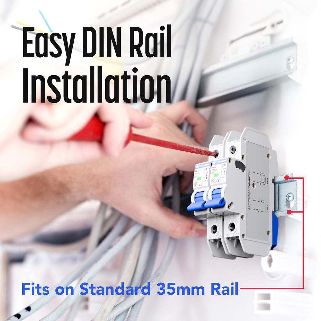 Mini Circuit Breaker UL489 Listed 10A C Curve 277VAC 60VDC 10kAIC DIN Rail Mount Non Polarized MCB Branch Circuit Protection, ControlGear CGMB1C10 (1 Pole CTrip 10 Amp)
