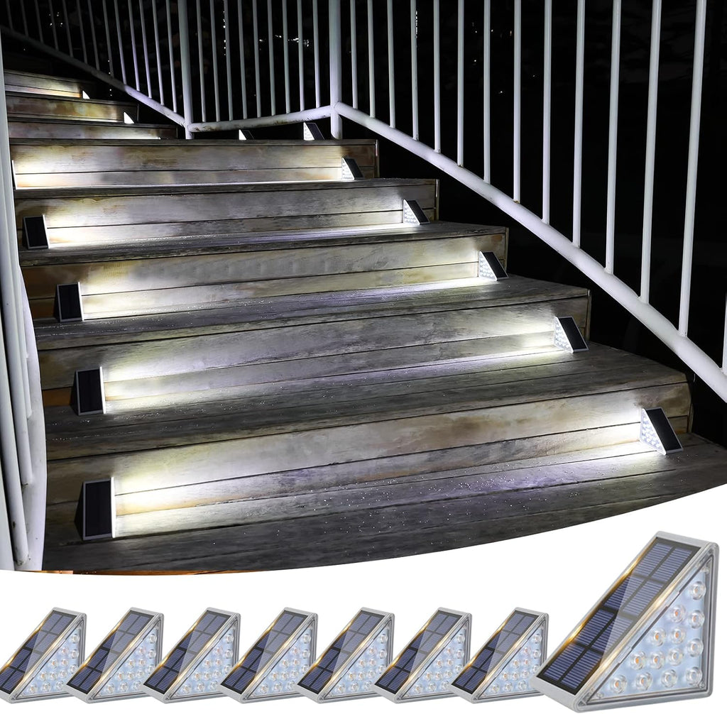 VOLISUN Solar Stair Lights 8 Pack, Solar Step Lights Waterproof IP67, Outdoor Step Light with 13 LEDs, Outdoor Lighting Decor for Yard Stair, Patio, Front Step, Front Porch and Deck(Cool White)
