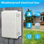 YETLEBOX Waterproof Electrical Box, IP67 Junction Box Stainless Steel Latch Hinged Grey Cover Project Enclosure with Wall Bracket 11.1"x7.5"x5.5"