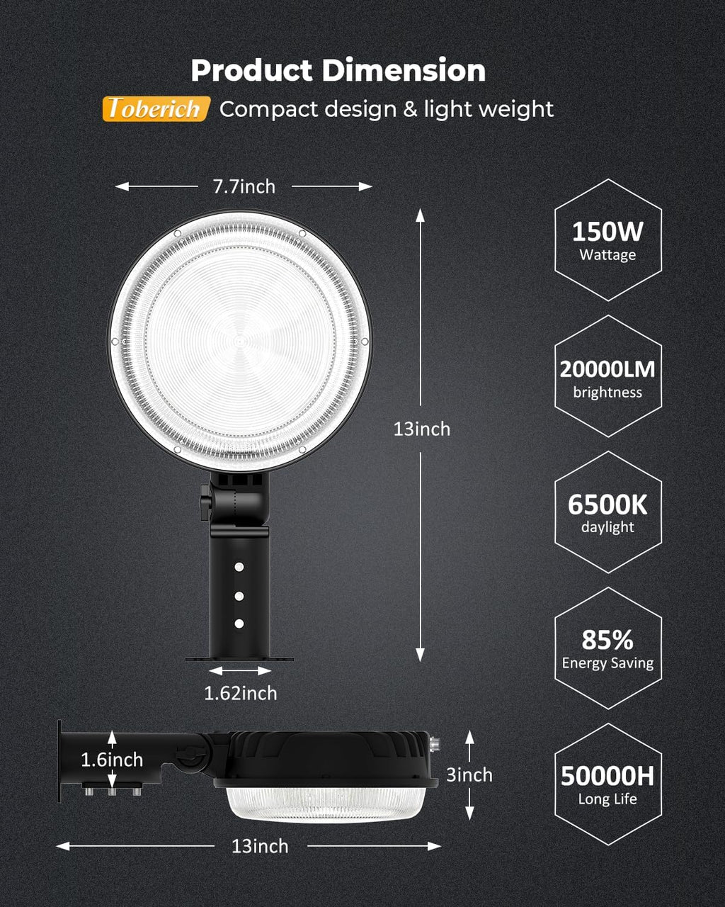 LED Barn Light, 150W 20000LM Yard Area Lights Dusk to Dawn Outdoor Lighting with Upgraded Photocell 6500K Adjustable Angle Daylight IP66 Waterproof Street Lights for Security/Farmhouse/Garage