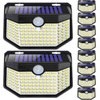 HMCITY Solar Lights Outdoor 120 LED with 3 Lighting Modes, Motion Sensor Wall Lights,IP65 Waterproof Solar Powered for Garden Patio Yard (Back Button 2Packs, Black Shell-Daylight White)