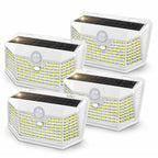 HMCITY Solar Lights Outdoor 120 LED with 3 Lighting Modes, Motion Sensor Wall Lights,IP65 Waterproof Solar Powered for Garden Patio Yard (Back Button 2Packs, Black Shell-Daylight White)