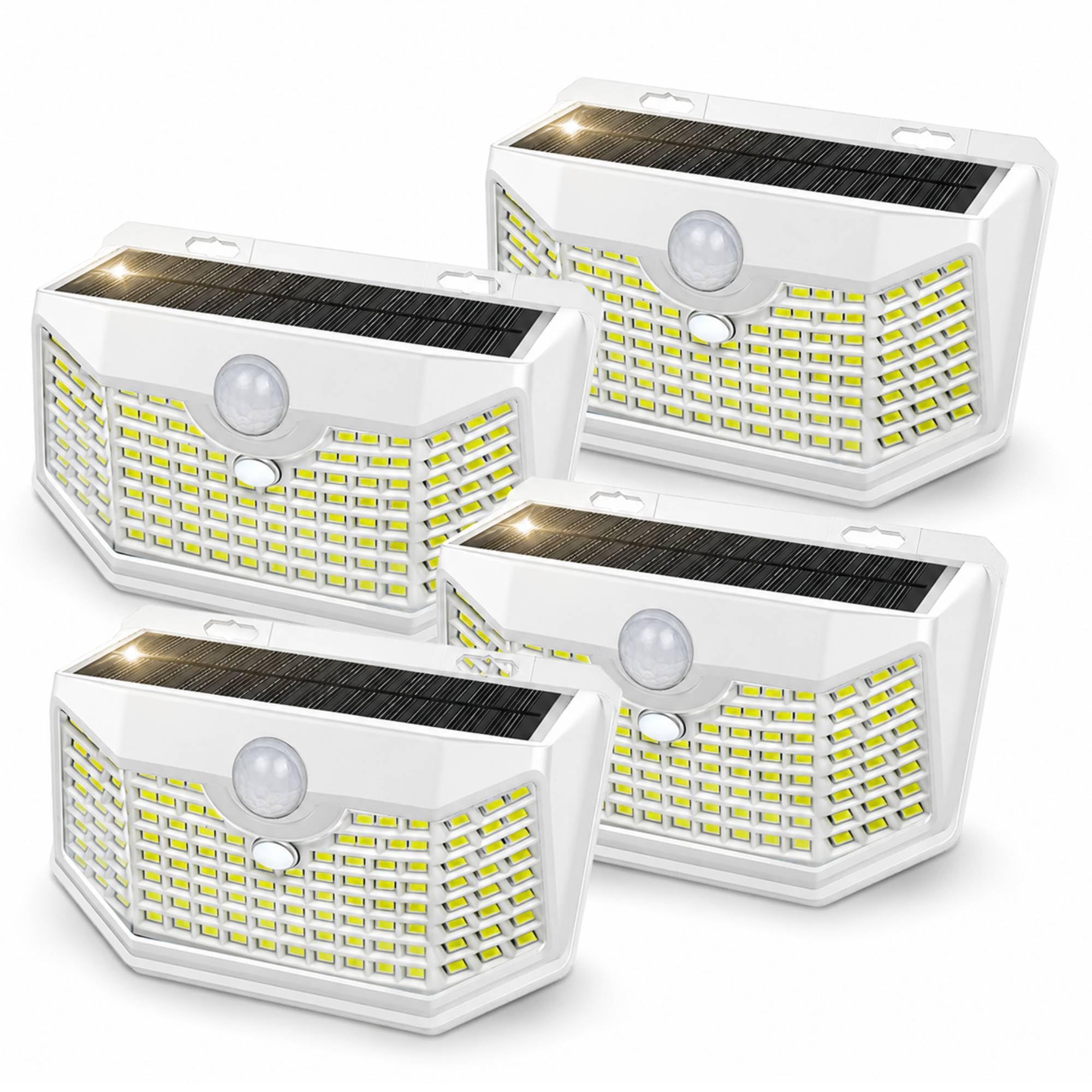 HMCITY Solar Lights Outdoor 120 LED with 3 Lighting Modes, Motion Sensor Wall Lights,IP65 Waterproof Solar Powered for Garden Patio Yard (Back Button 2Packs, Black Shell-Daylight White)