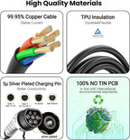 Portable Electric Car Charger Type 2 with NEMA 5-15 Plug, 8-16Amp,110VAC, Delayed Charging 1-12hr, 5m(16.4ft)
