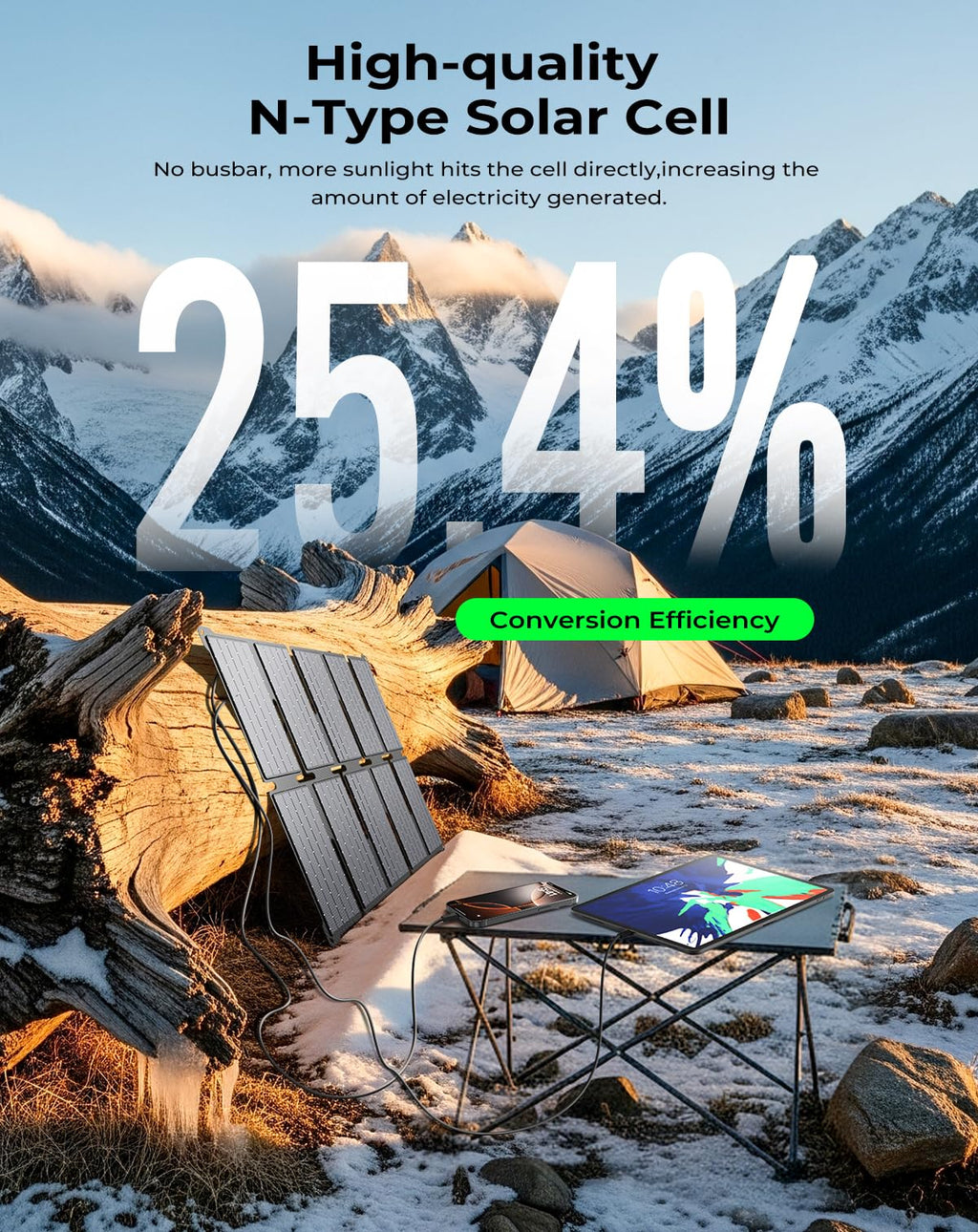 BigBlue Portable 35W Solar Panel Charger with Fast Charging USB-A and PD 25W USB-C for Camping Backpacking, 1.54 lbs, IP68 Waterproof, Folding Solar Phone Charger for iPhone/Android, iPad, Power Bank