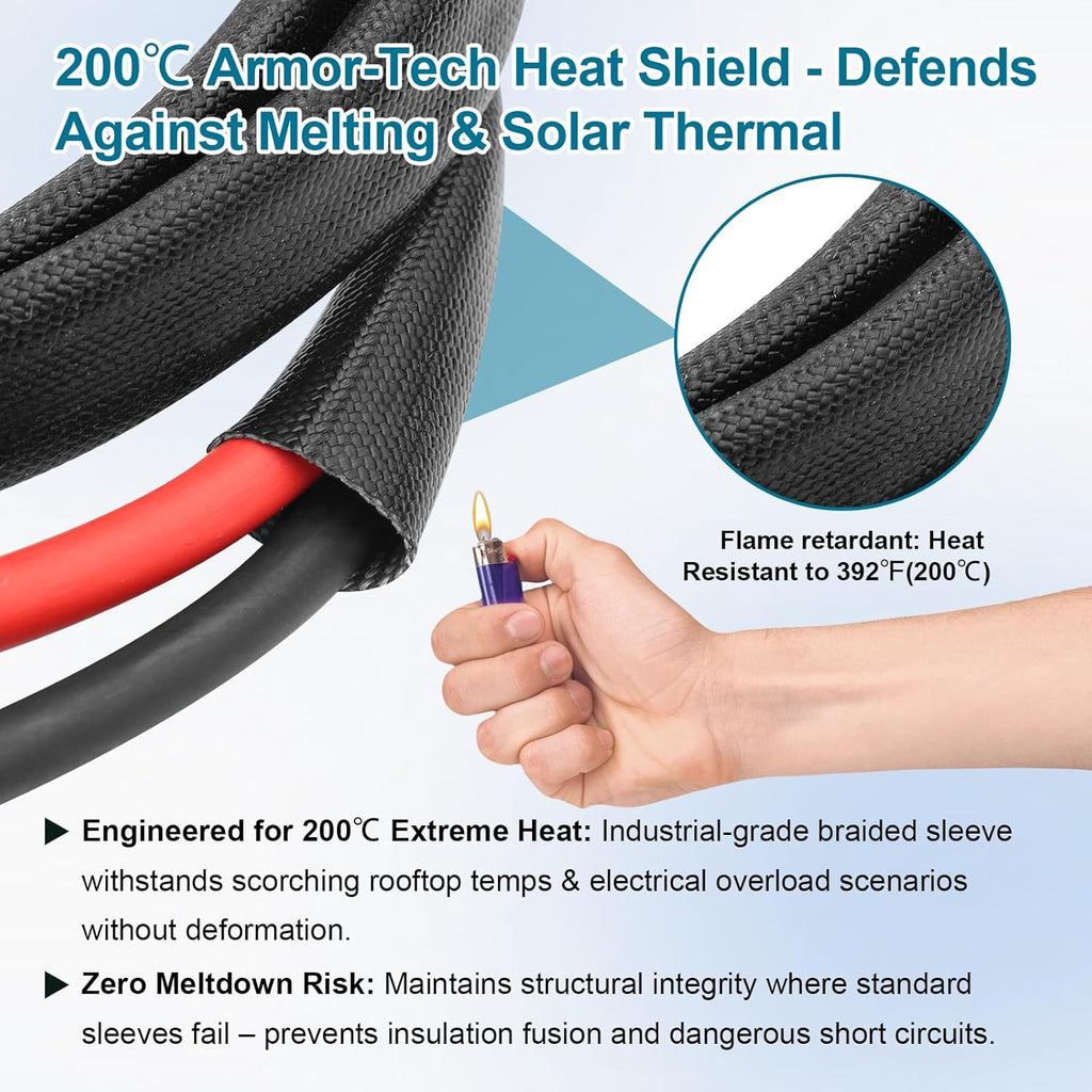8AWG Solar Cable - 15FT Solar Panel Extension Cord 8 Gauge PV Wire with Flame Retardant Protective Sleeving Female & Male Waterproof Connector for RV, Photovoltaic Systems, Solar Panels (15 Feet)