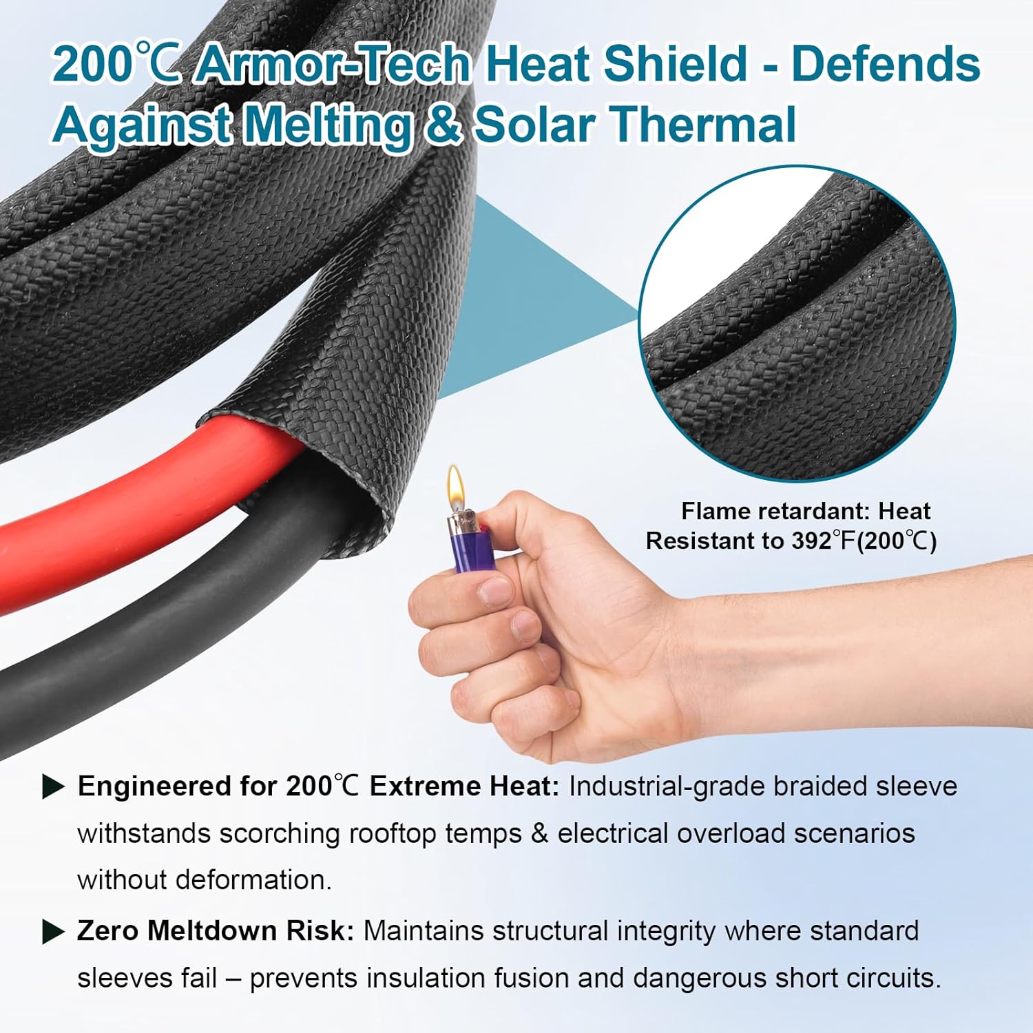 8AWG Solar Cable - 15FT Solar Panel Extension Cord 8 Gauge PV Wire with Flame Retardant Protective Sleeving Female & Male Waterproof Connector for RV, Photovoltaic Systems, Solar Panels (15 Feet)