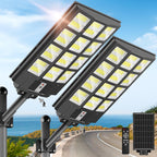 OKPRO 10000W Solar Street Lights Outdoor, IP66 Waterproof Solar Lights Outdoor with Motion Sensor & Remote, Dusk to Dawn Commercial Security Lighting for Parking Lot, Yard, Farm, Driveway