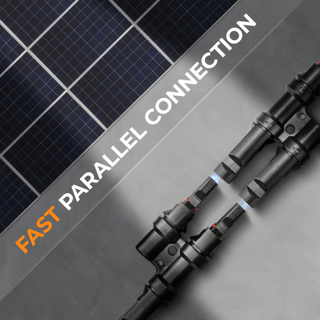 Pjerjzn Solar Panel Connector 2 to 1 Solar Y Branch Solar Panel Splitter 2 Way 1000V FMM+MFF Y Branch Solar Panel Parallel Connectors for Parallel Connection Between Solar Panels (1 Pair 2 to 1) Main Image