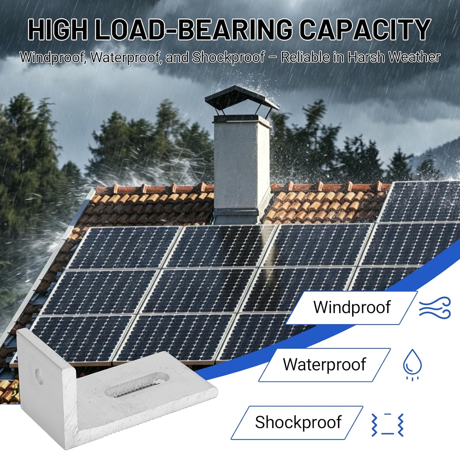 10Pcs L Foot Solar Mount, Aluminum Alloy Photovoltaic Panel Mounting Bracket, Photovoltaic Mount, Waterproof Solar Panel Bracket for Roof PV System