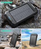 BLAVOR 2 Pack Solar Charger Power Bank 10,000mAh, Portable Wireless Charger, 20W Fast Charging External Battery Pack with USB C for Cell Phones