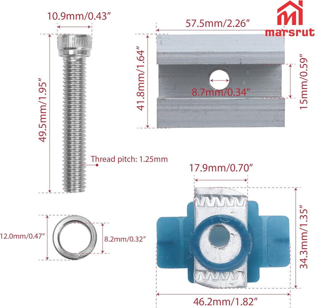 10Pcs Solar Panel Clamps for Unistrut System, Mounting Clamp Bracket, Adjustable Wide PV Photovoltaic Support Mid Mount Clips, Aluminum Secure Hardware Kit with Nut Bolt Fit Standard Roof Solar Panel
