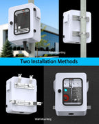 Akwscyby Outdoor Electrical Box with Clear Window and Thermostat and Fan, Precise Temperature Control 0.1°F, IP65 Water Resistant Rating, Galvanized Steel, Aluminum Rear Beam(17.7" x 13.8" x 7.9")