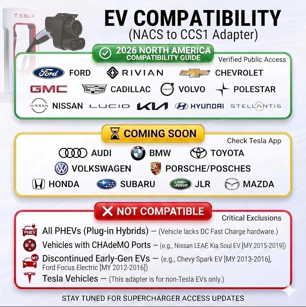 NACS to CCS1 Adapter for Tesla Supercharger, DC Fast Charging 500A | 1000V DC Quick Charger Converter for Ford, Rivian, Chevy, GM, VW, BMW, Kia, Volvo EVs