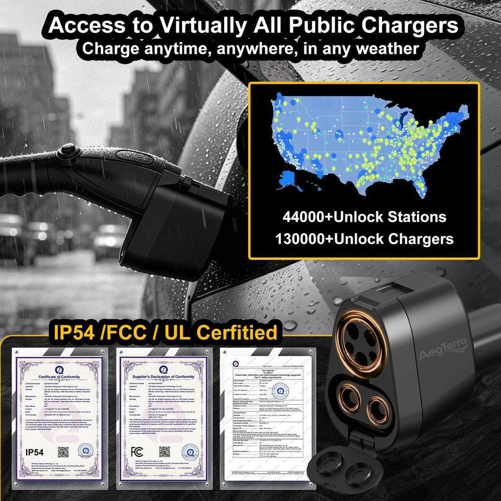 Upgraded 2in1 CCS1 & J1772 to NACS(Tesla) Adapter, Max 250KW 500A/AC Fast Charging/Level 1/2/3Chargers for Tesla Model 3/Y/S/X/Cybertruck,Works with Electrify America/ChargePoint/EVgo