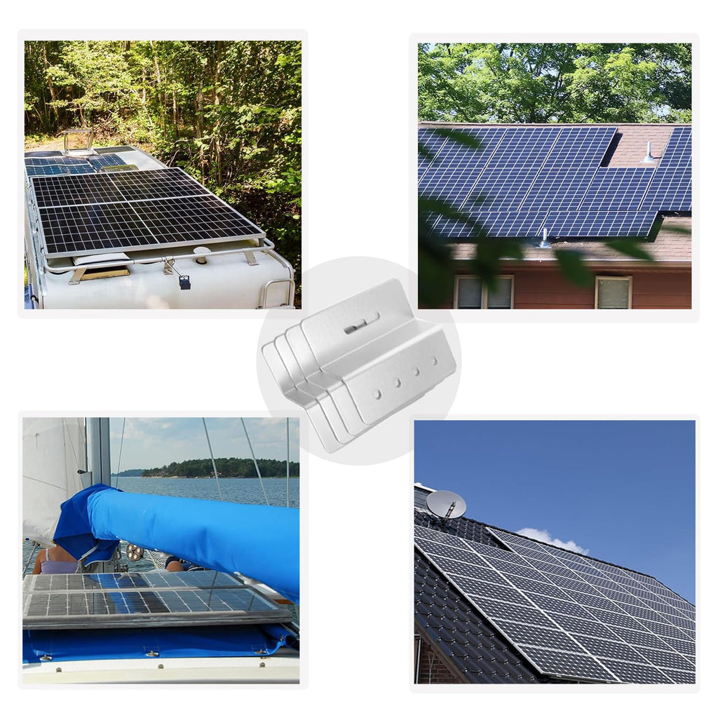 Solar Panel Mounting Brackets,4PCS Aluminum Z Brackets Kit with Hex & Self-Tapping Screws for RV Roof,Boat,Van,Camper-Easy Install,Waterproof