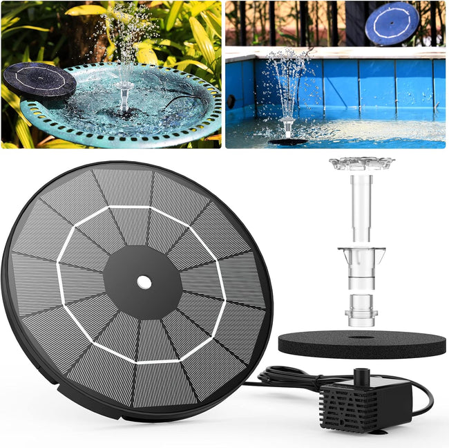 AISITIN 3.5W Solar Fountain Pump for Water Feature Outdoor DIY Solar Bird Bath Fountain with Multiple Nozzles, Solar Powered Water Fountain for Garden, Ponds, Fish Tank and Aquarium Main Image