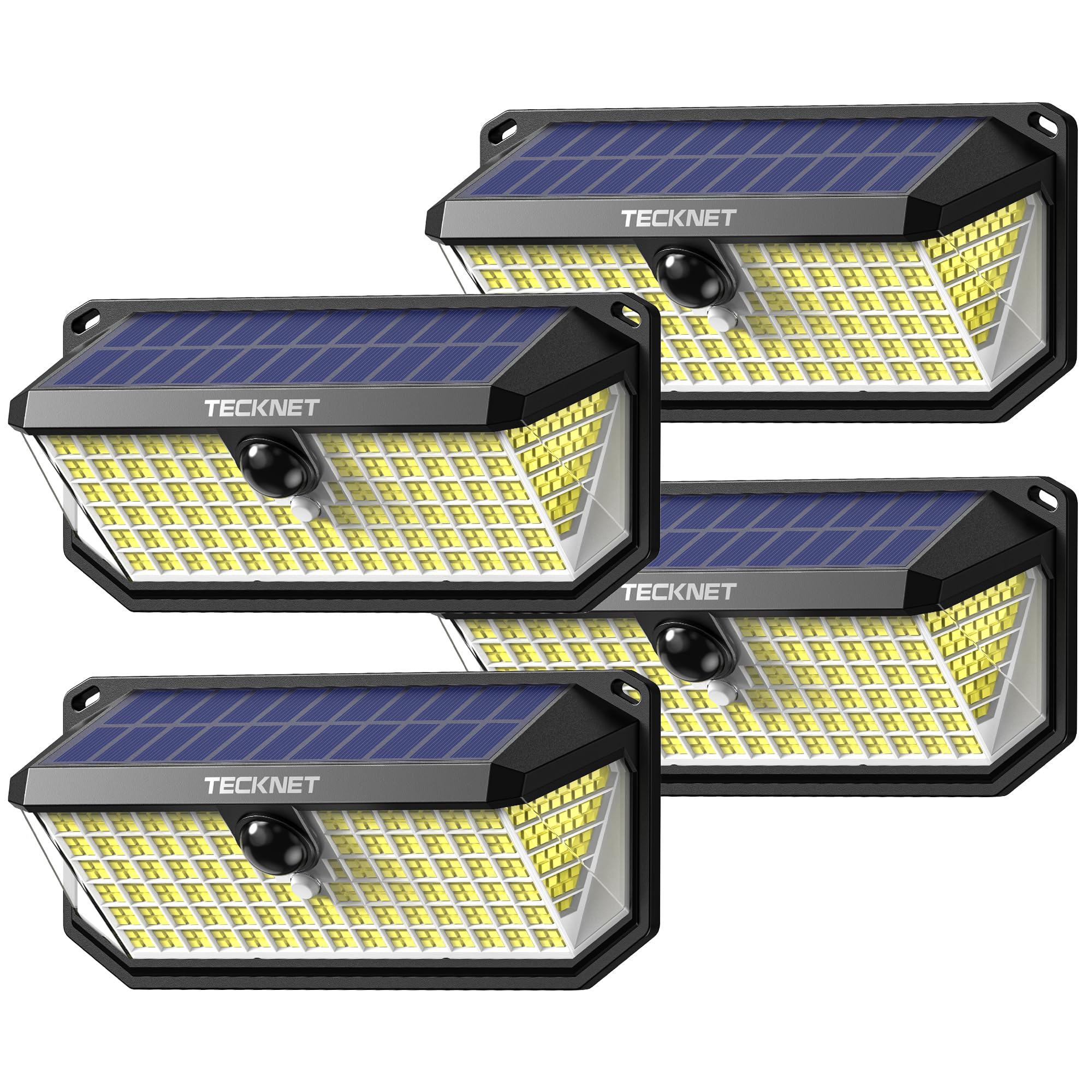 TECKNET 416 LED Solar Lights Outdoor Waterproof, 4200lm 300° Angle & 3 Lighting Modes Motion Sensor Outdoor Lights,2 Pack Solar Powered Flood Wall Lights for Home Patio Fence Yard Deck Garage Street