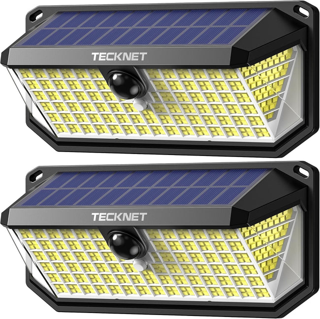 TECKNET 416 LED Solar Lights Outdoor Waterproof, 4200lm 300° Angle & 3 Lighting Modes Motion Sensor Outdoor Lights,2 Pack Solar Powered Flood Wall Lights for Home Patio Fence Yard Deck Garage Street Hover Image