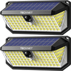 TECKNET 416 LED Solar Lights Outdoor Waterproof, 4200lm 300° Angle & 3 Lighting Modes Motion Sensor Outdoor Lights,2 Pack Solar Powered Flood Wall Lights for Home Patio Fence Yard Deck Garage Street