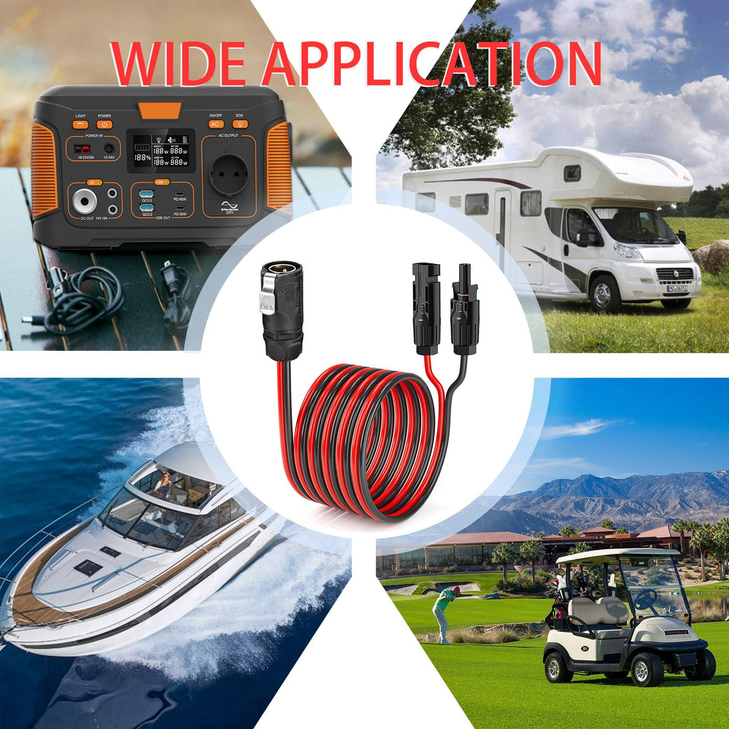 10AWG 2 Pin Power Industrial Circular Connector to Solar Adapter for Furrion, River RV Solar Ports Solar Panel Suitcase(10FT)