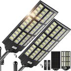 WYWNA 15000W Solar Street Lights Outdoor - Wide Angle Solar Lights Outdoor Motion Sensor, Commercial Parking Lot Light Dusk to Dawn, 7000K LED Street Light Heavy Duty IP66 Waterproof 2-Pack