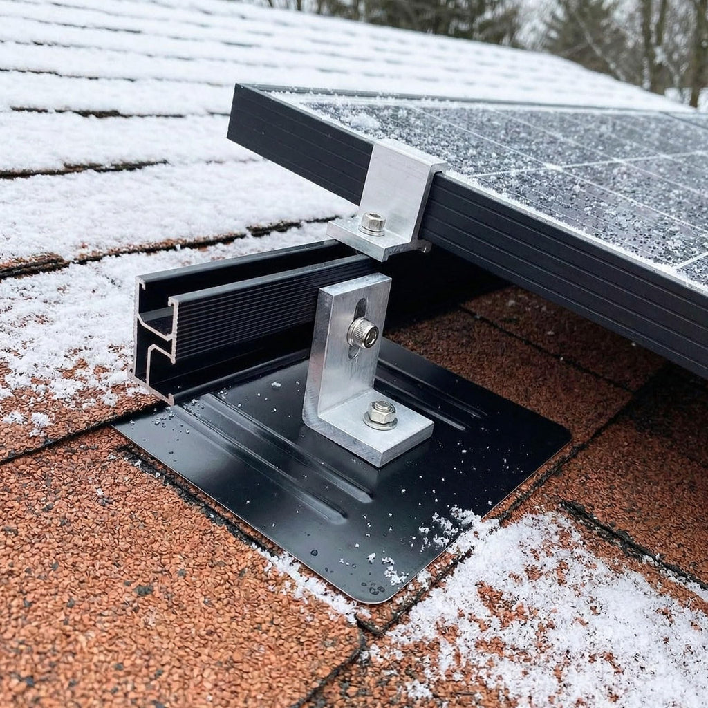 Otoolling 12 Pack Solar Racking Aluminum L Bracket with Flashing for Solar Panel Mounting PV Module Roof Racking Kit for Asphalt Shingle Composition Roofs Waterproof with EPDM Gasket Hardware(12inch)