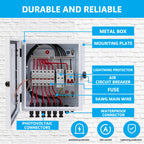 Elnuimex 6 String Metal Solar Combiner Box, PV Combiner Box with 20A Rated Current Fuse, Surge Protective Device & 63A Air Circuit Breaker (6 String)