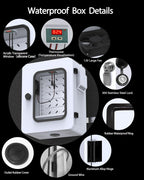 Akwscyby Outdoor Electrical Box with Clear Window and Thermostat and Fan, Precise Temperature Control 0.1°F, IP65 Water Resistant Rating, Galvanized Steel, Aluminum Rear Beam(17.7" x 13.8" x 7.9")