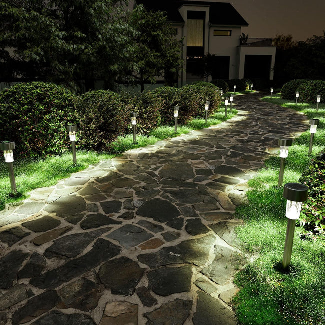 SOLPEX 16 Pack Solar Outdoor Lights Pathway, Stainless Steel Solar Lights Outdoor Waterproof,LED Landscape Lighting Walkway for Landscape/Patio/Lawn/Yard/Driveway-Cold White Main Image