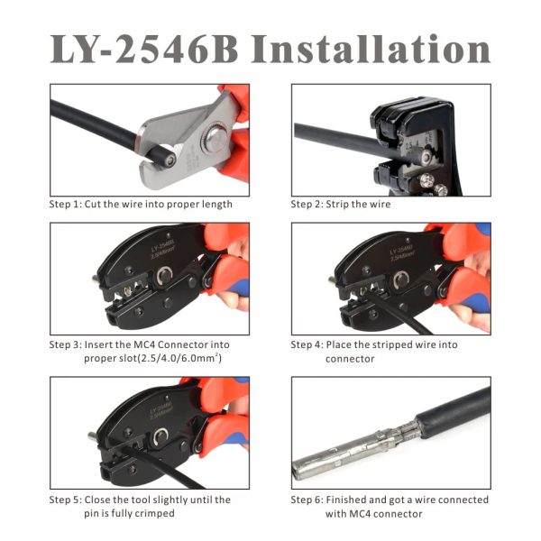 iCrimp Solar PV Panel Crimping Tool Kit, c/w Solar Connector Crimper works for AWG14-10,2.5/4/6mm², Solar Connectors, Wire Cable Cutter, Solar Spanner Wrench, All in One Oxford Bag - Image 5