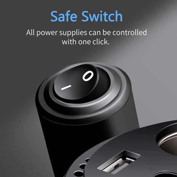 HomeJayde 150W Car Power Inverter DC 12v to 110v, AC Plug Adapter Outlet Converter, Car Mounted Power Adapter, 5 in 1 Cup Type Inverter with Type-C Port, USB Car Charger and 2 Car Power Adapter - Image 4