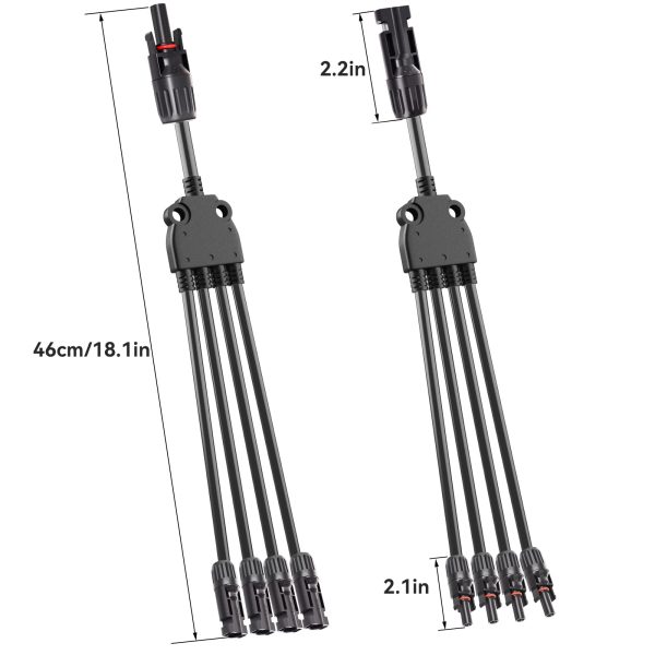 Goupchn Solar Y Branch Connectors 1 Pair Solar Panel Parallel Connectors 1 to 4 Splitter Solar Cable Wire Plug Tool Kit for Solar Panel - Image 4