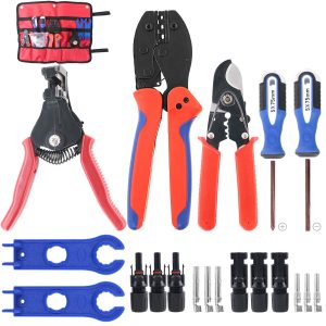 Hilitchi Solar Crimping Tools Kit, Solar Crimper for 2.5/4.0/6.0mm² Solar Panel PV Cable with Wire Cable Cutter, Stripper, Spanner and Connectors