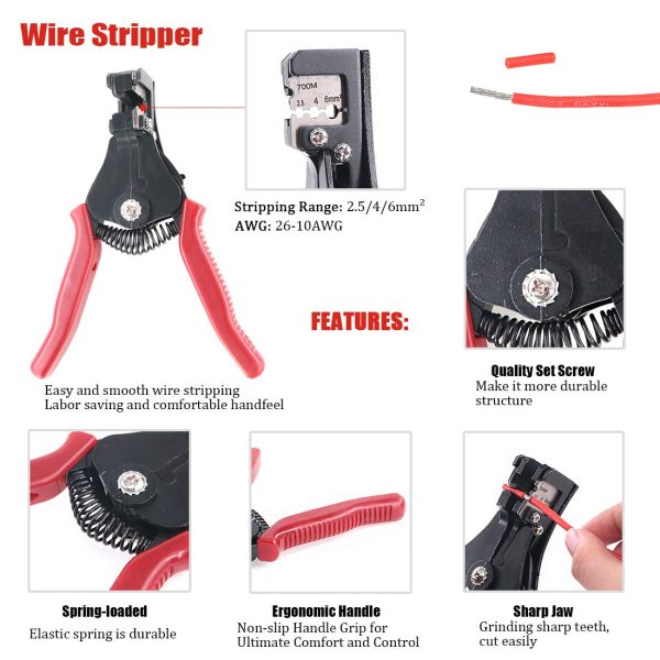 Hilitchi Solar Crimping Tools Kit, Solar Crimper for 2.5/4.0/6.0mm² Solar Panel PV Cable with Wire Cable Cutter, Stripper, Spanner and Connectors - Image 4