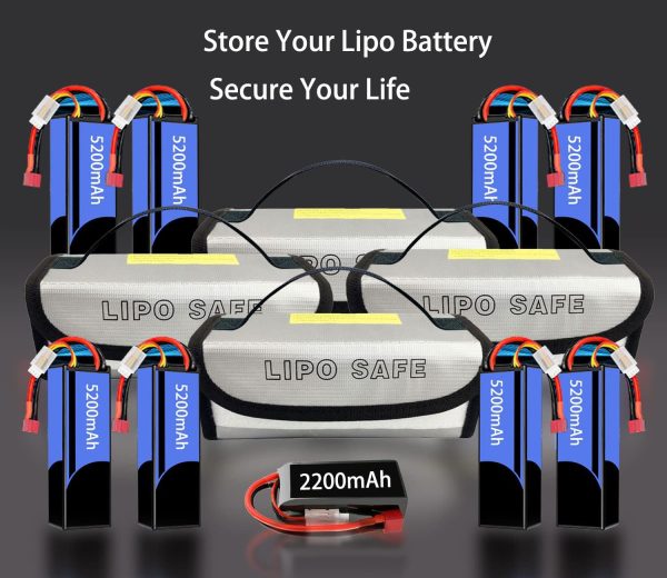 IANDAIROK 4PCS 185 * 75 * 60mm Lipo Battery Safe Bag Fireproof Charging Bag for RC Lipo Battery Pack Storage Charging Transport, Home Office Travel Lipo Safe Storage Pouch - Image 3