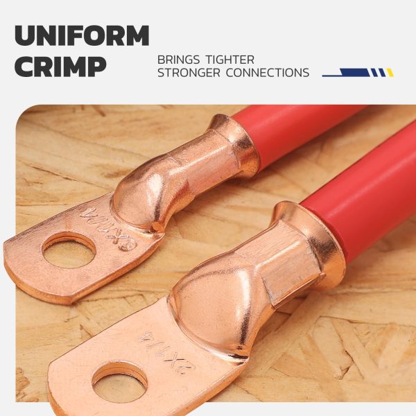 haisstronica Battery Cable Crimper Tool Kit for 8, 6, 4, 2, 1, 1/0 AWG Battery Terminals,Longer Handle Lug Crimping Tool with Cable Cutters and 32PCS Heavy Duty Wire Lugs,Heat Shrink Tubing - Image 6
