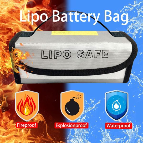 IANDAIROK 4PCS 185 * 75 * 60mm Lipo Battery Safe Bag Fireproof Charging Bag for RC Lipo Battery Pack Storage Charging Transport, Home Office Travel Lipo Safe Storage Pouch - Image 2