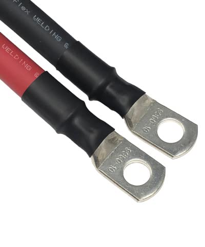 2/0 AWG 2/0 Gauge Red + Black Pure Copper Battery Inverter Cables Solar, RV, Car, Boat 2 feet 3/8" Cable Lugs - Image 6