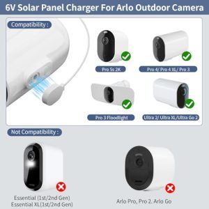 YuBeLin Solar Panel Charger for Arlo Pro 5S/Pro 4/Pro 3/Pro 3 Floodlight/Ultra/Ultra 2 Camera,4.5W High Efficiency, IP65 Waterproof w/ 360° Adjustable Mount & 9.8ft Cable, 2 Pack (for arlo)