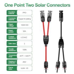 OYMSAE 30A Solar Connectors 2 Pairs - Waterproof Y Branch Parallel Adapter Cable Kit for Solar Panel