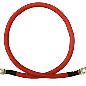 1/0 AWG Gauge Red + Black Pure Copper Battery Inverter Cables Solar, RV, Car, Boat 2 feet 3/8 in Lugs
