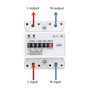 Electric Meter, KWh Meter, Single Phase 4P LED DIN-Rail Electricity Power Consumption Wattmeter Energy Meter, 10-40A