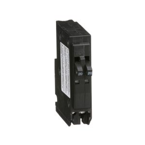 Square D - Tandem mini Circuit Breaker, QO, 2 x 1 Pole at 20A, 120/240VAC, 10kA, Plug in Mount, Clam Pack - QO2020C
