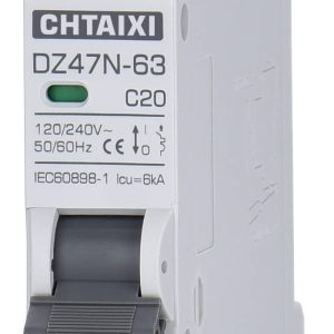 Chtaixi AC Miniature Circuit Breaker, 20 Amp 120V/240V 1 Pole DIN Rail Mount Circuit Breaker, Thermal Magnetic Trip, Solar AC Disconnect Switch MCB C20