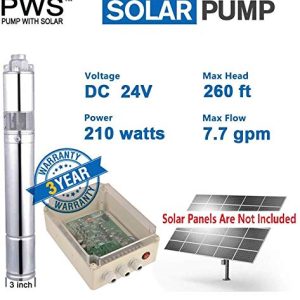 3-Year Warranty Solar Water Pump Kit - Stainless 316 Solar-Powered Submersible Pump for Ponds & Borehole Wells, MPPT Controller Included | PWS High-Efficiency Design,JS3-1.8-80