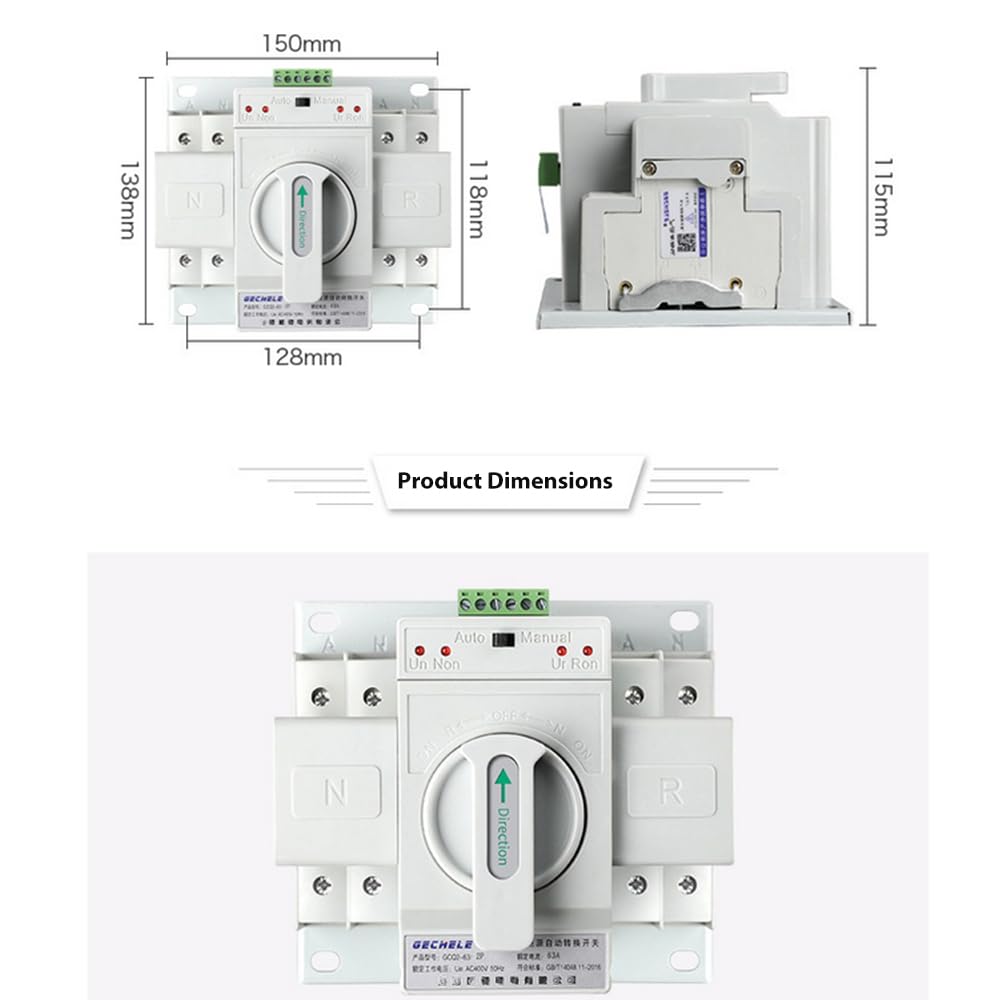 110V 63A 2P Dual Power Automatic Transfer Switch Generator Changeover Switch RV Transfer Switch 50HZ/60HZ - Image 2