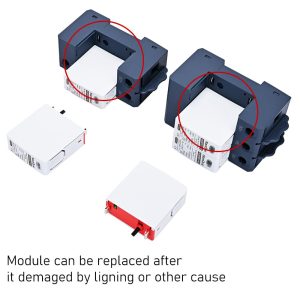 DC SPD Surge Protector for 100V-1000V PV Systems, 2-Pole 40kA T2 Level, Replaceable Module, Solar Panel Lightning Protection, Overvoltage Protection (250V)